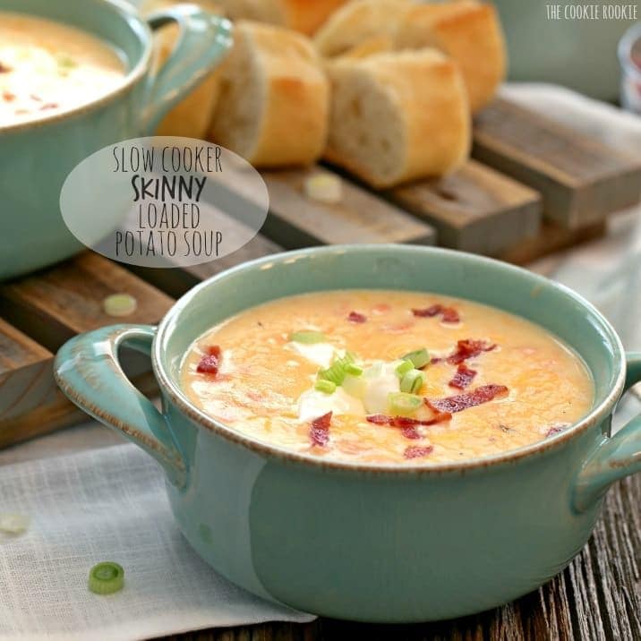 Slow Cooker Skinny Loaded Potato Soup, healthy comfort food!!! | The Cookie Rookie